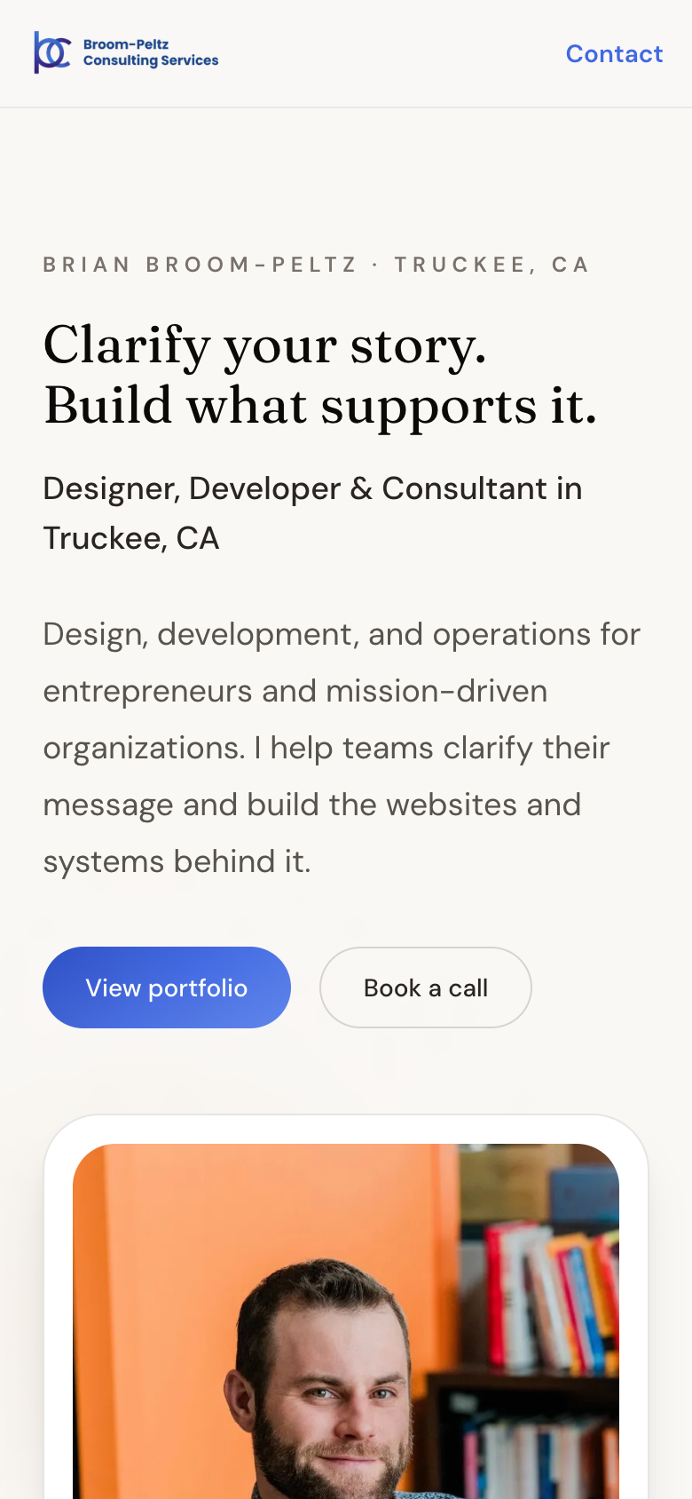 Broom-Peltz Consulting: homepage mobile