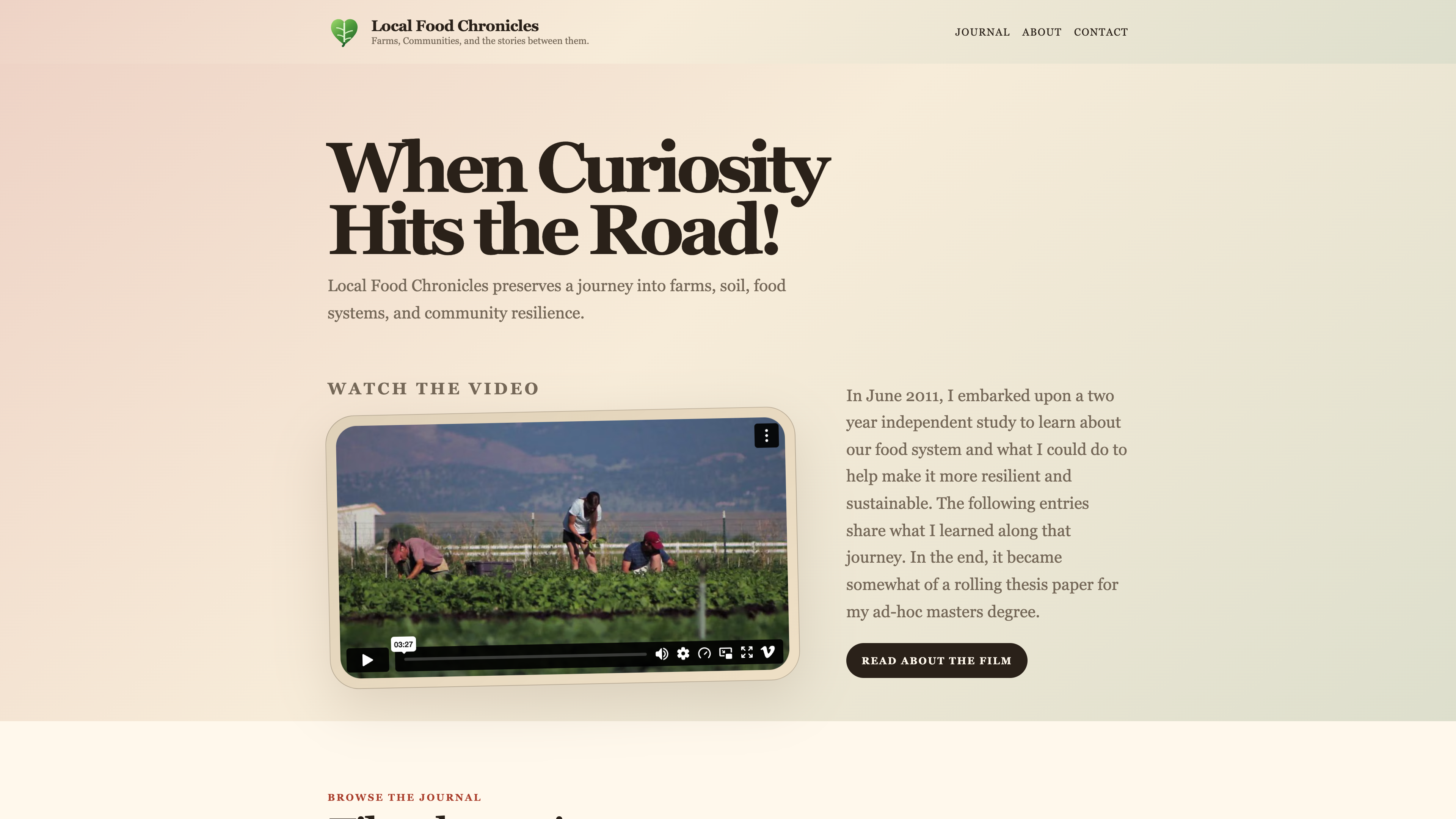 Local Food Chronicles: homepage journal desktop