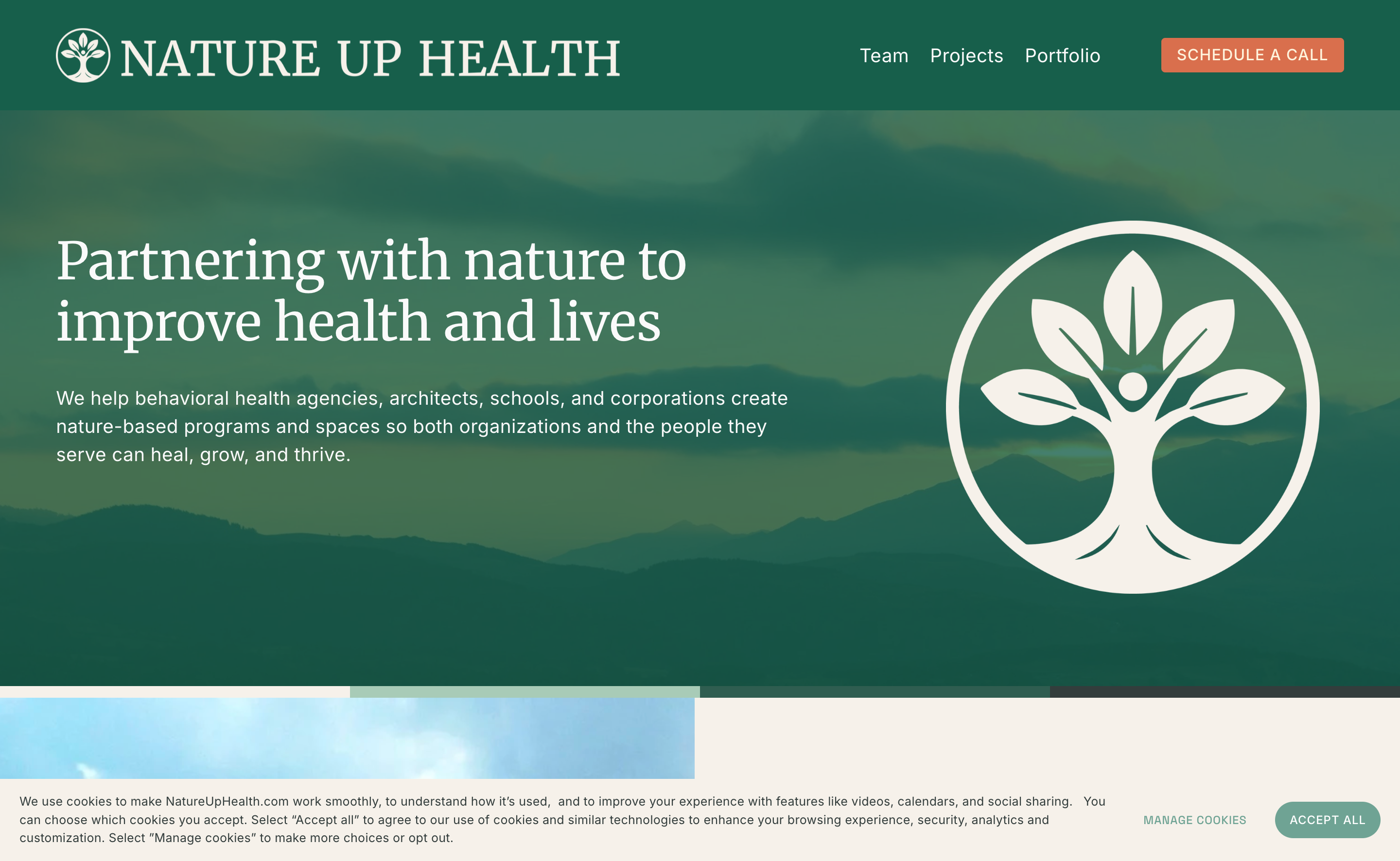 Nature Up Health / Gateway Mountain Center: homepage hero desktop