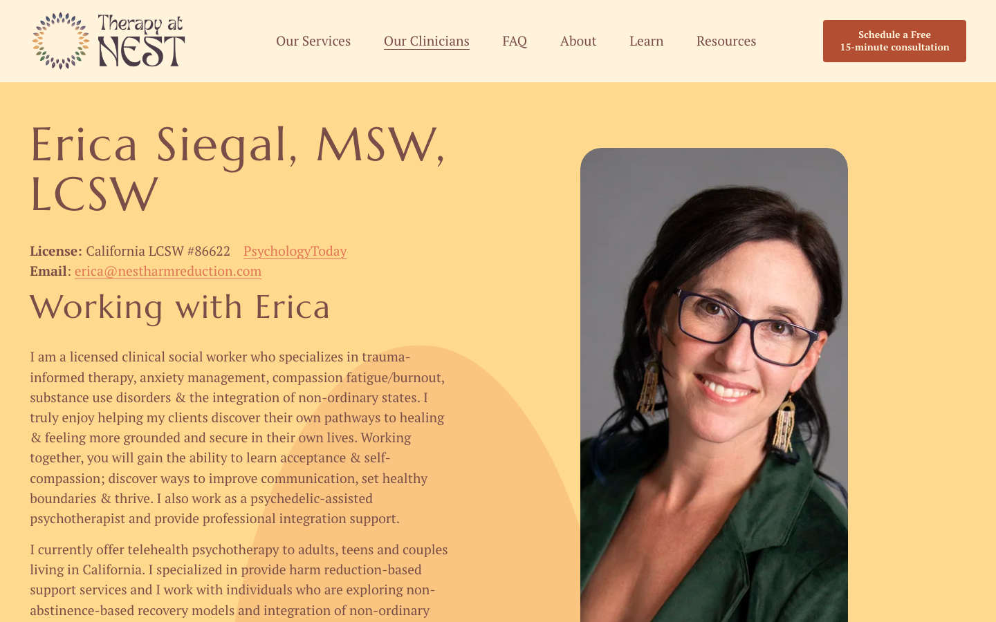 Therapy at NEST: clinicians page